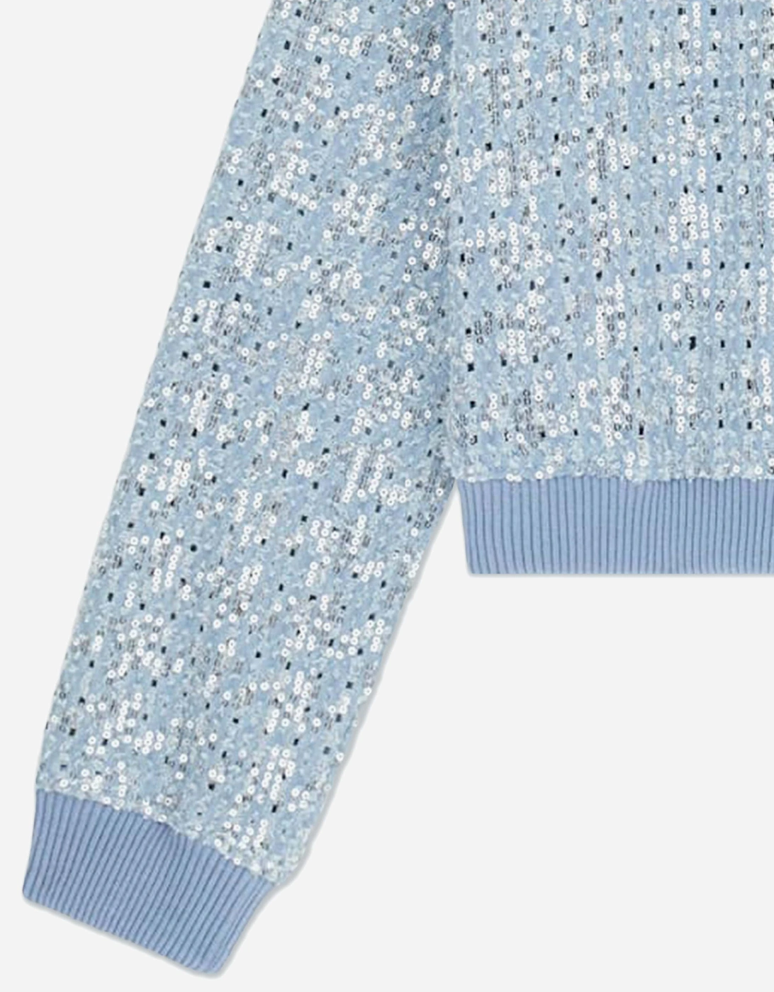 Girls Sequin Denim Bomber Jacket in Blue