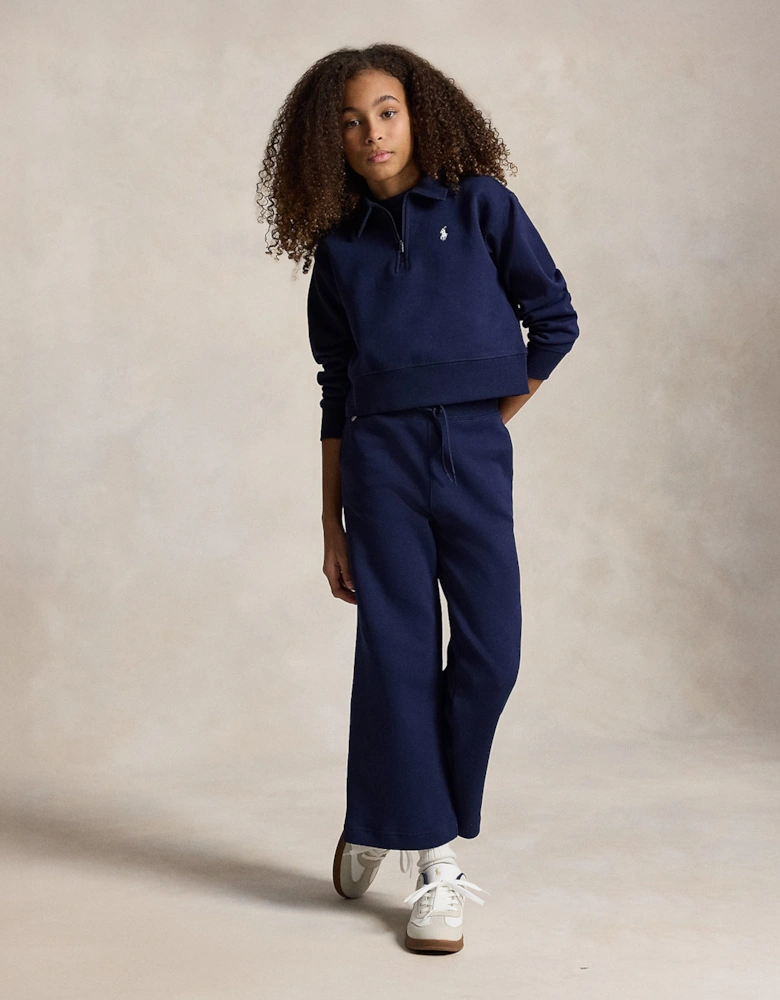 Girls Technical Knit Half Zip Sweatshirt in Navy