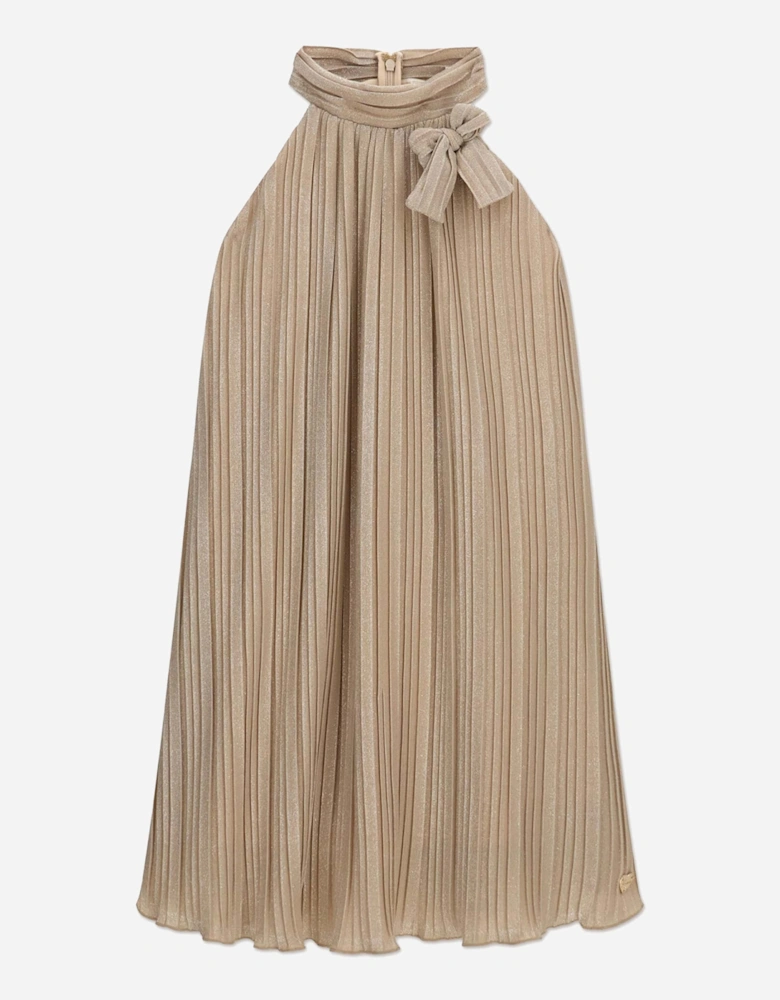 Girls Sleeveless Ceremony Dress in Beige