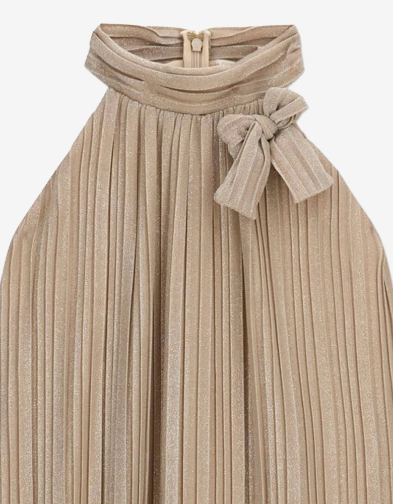 Girls Sleeveless Ceremony Dress in Beige