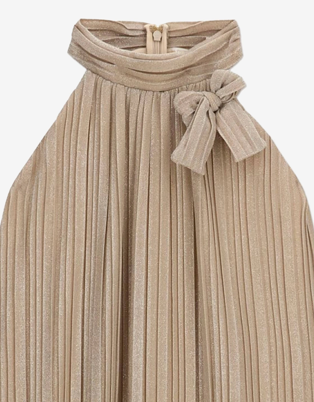 Girls Sleeveless Ceremony Dress in Beige