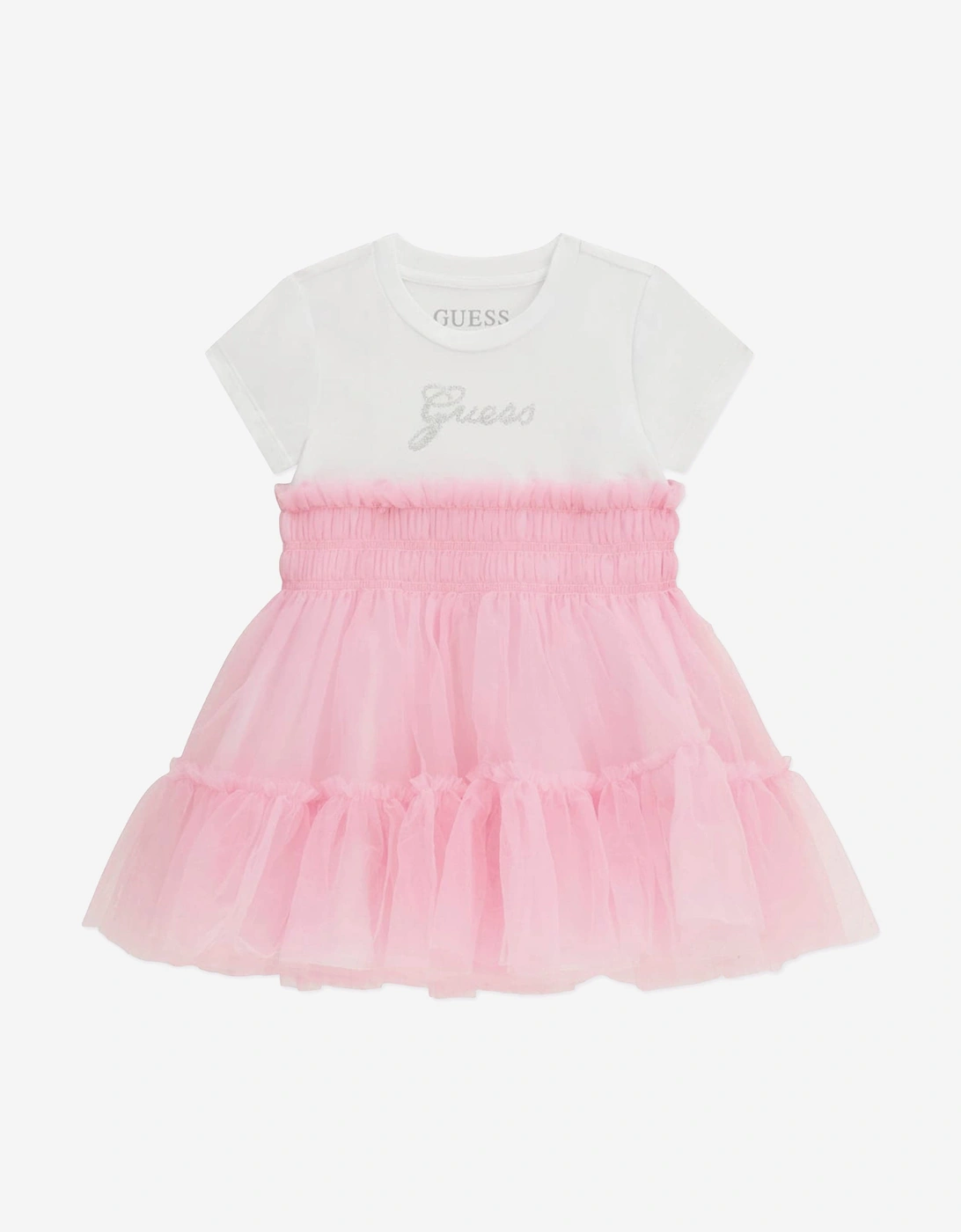 Girls Mixed Fabric Dress in Pink, 5 of 4