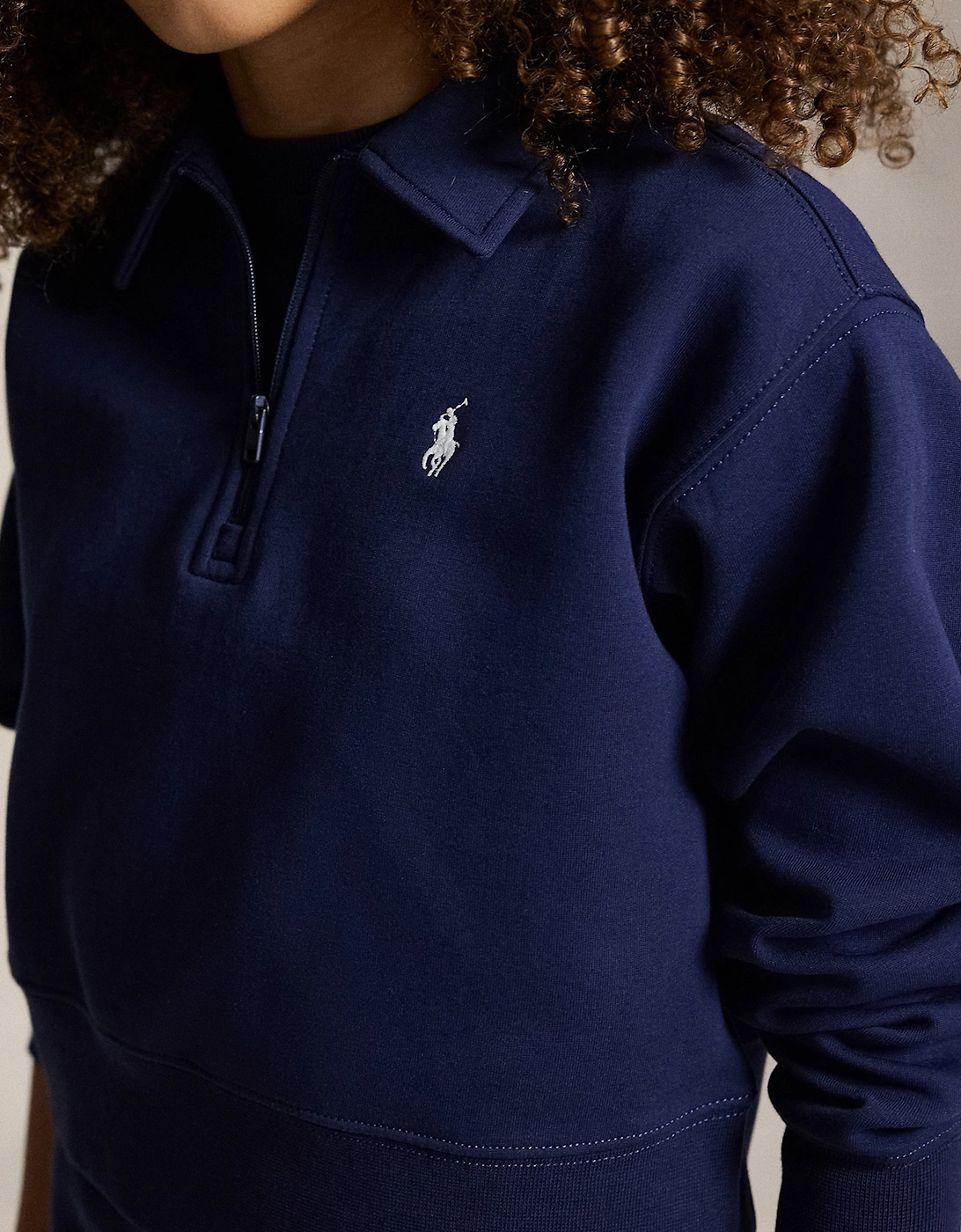 Girls Technical Knit Half Zip Sweatshirt in Navy