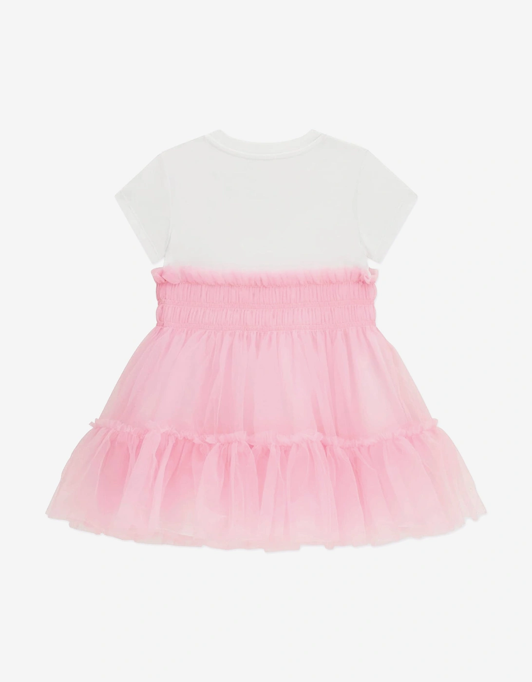Girls Mixed Fabric Dress in Pink