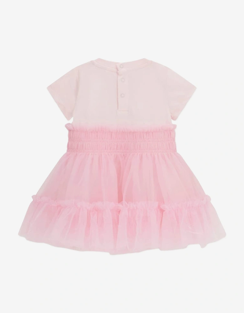 Baby Girls Mixed Fabric Dress in Pink