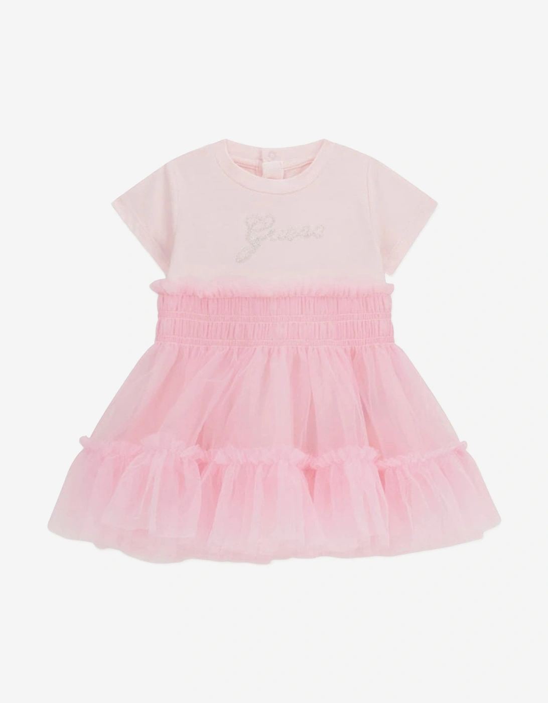 Baby Girls Mixed Fabric Dress in Pink