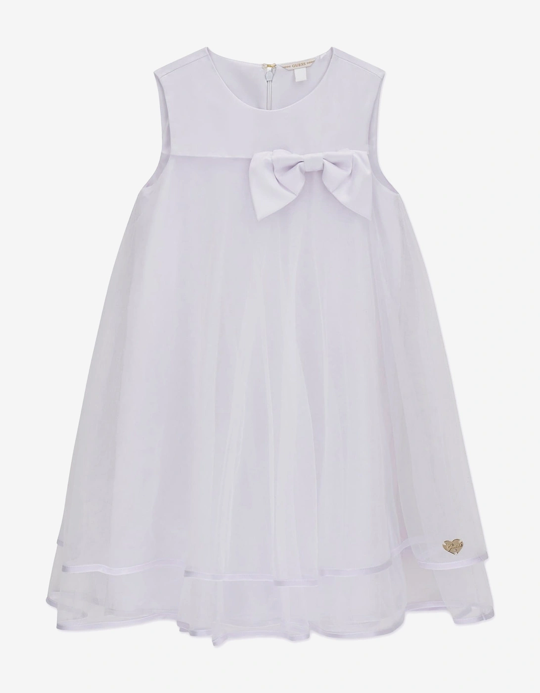 Guess Girls White Bow Ceremony Dress In - : 4 Years Size 4 Yrs Kids