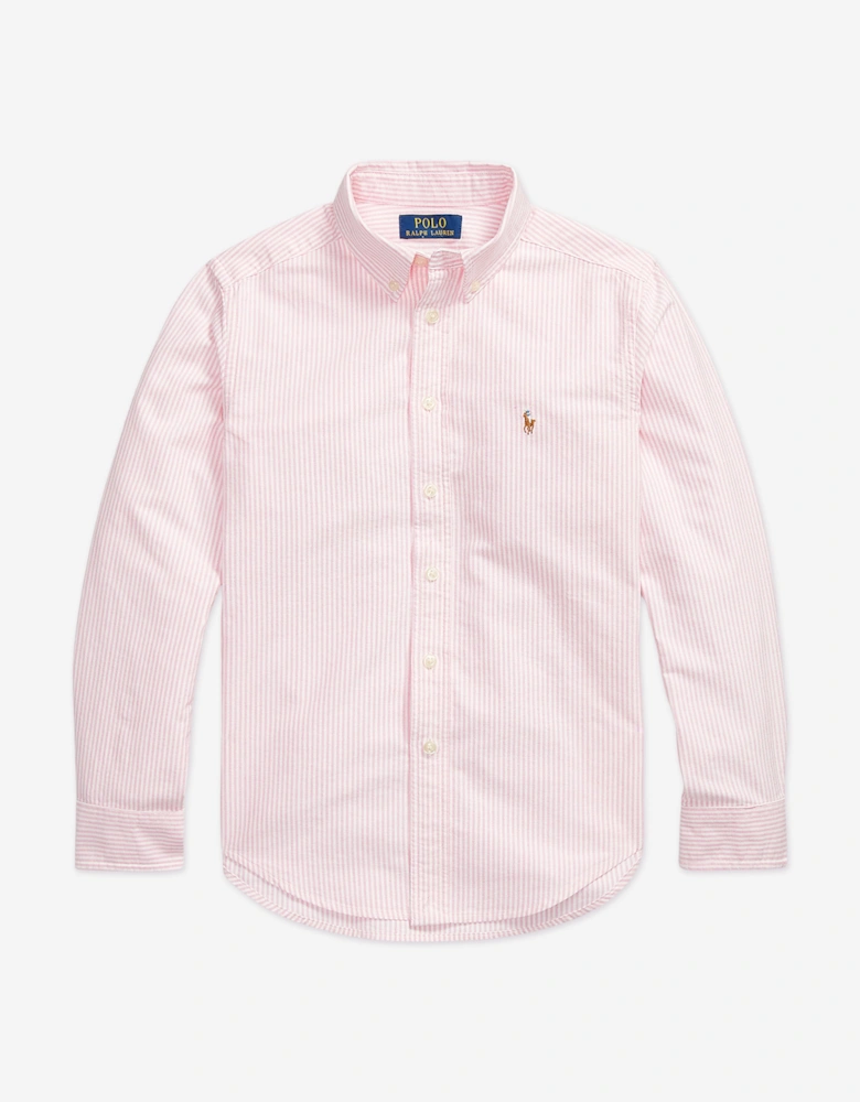 Boys Striped Classic Oxford Shirt in Pink
