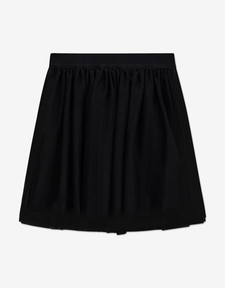 Girls Mesh Midi Skirt in Black