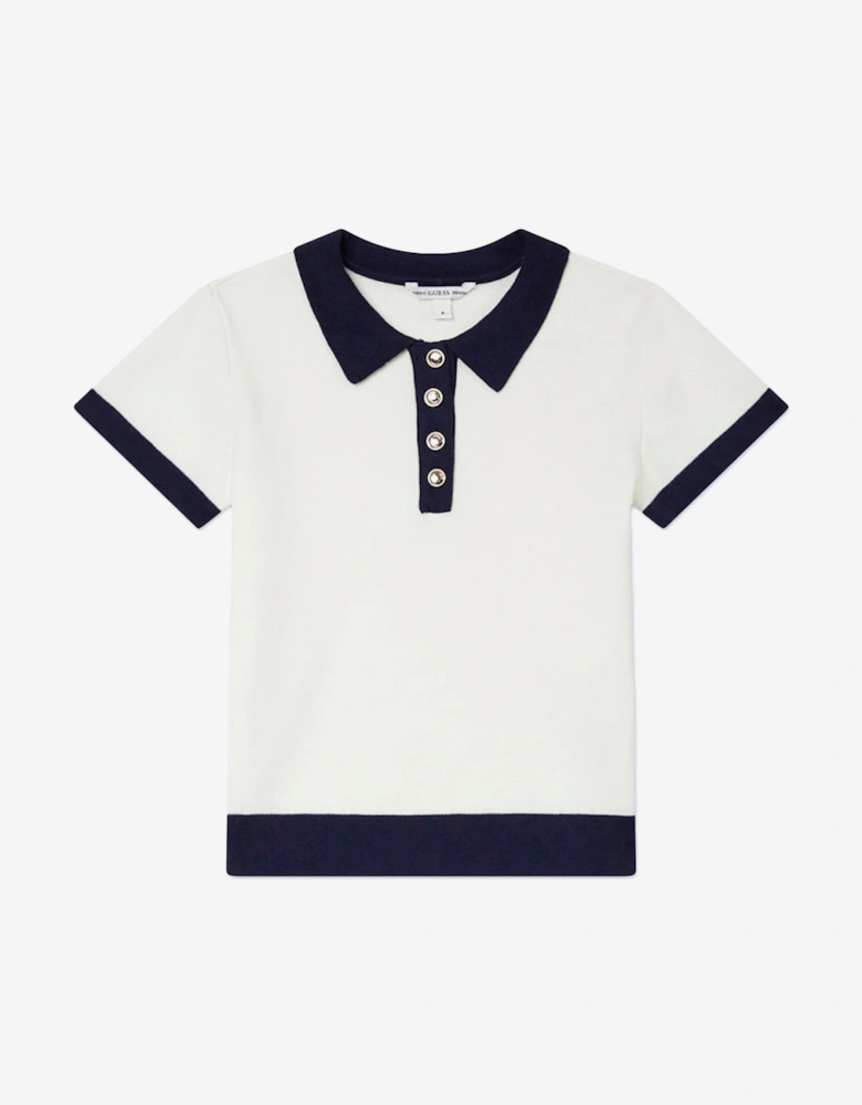 Girls Polo Sweater and Skirt Set in Navy