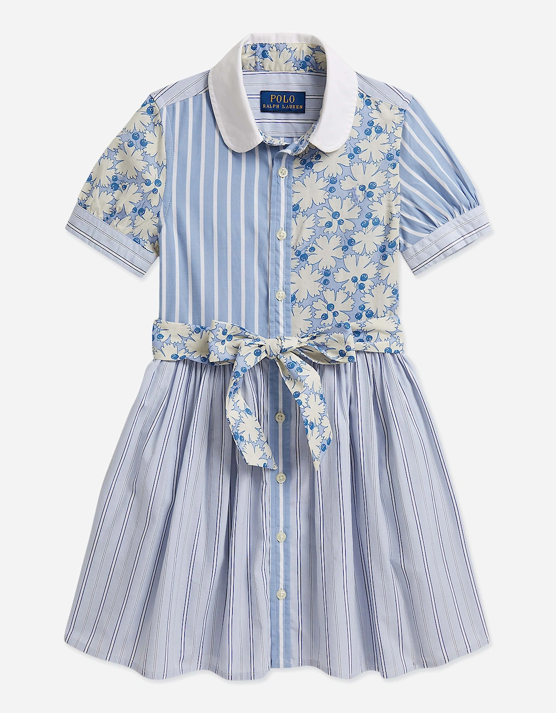 Girls Poplin Shirt Dress in Blue, 5 of 4