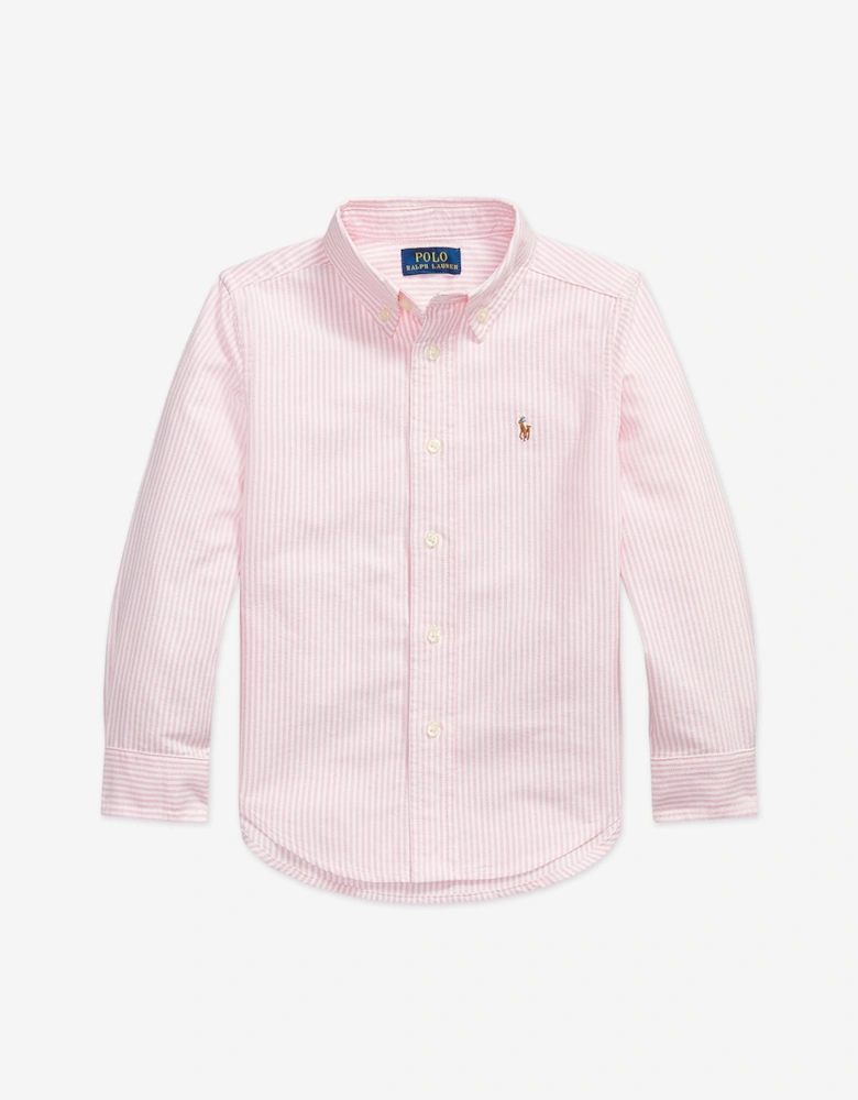 Boys Striped Classic Oxford Shirt in Pink