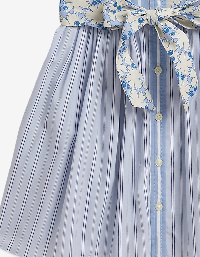 Girls Poplin Shirt Dress in Blue