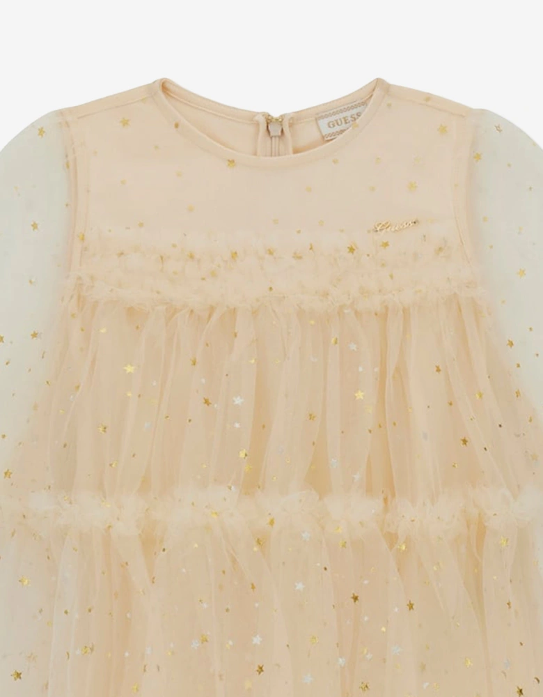 Girls Tulle Star Dress in Ivory