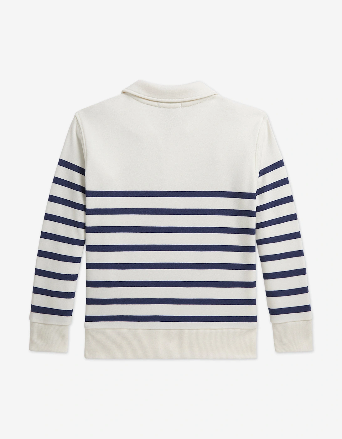 Boys Striped Half Zip Sweatshirt in White