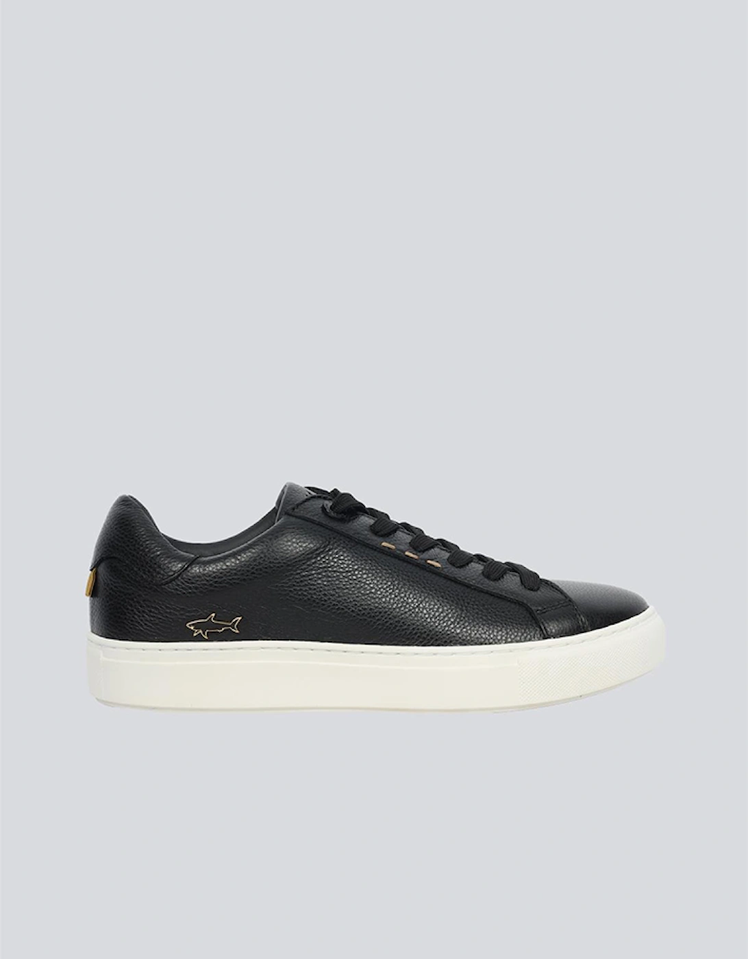 Paul & Shark Men's Black Tumbled Leather Icon Sneakers - Size: 9