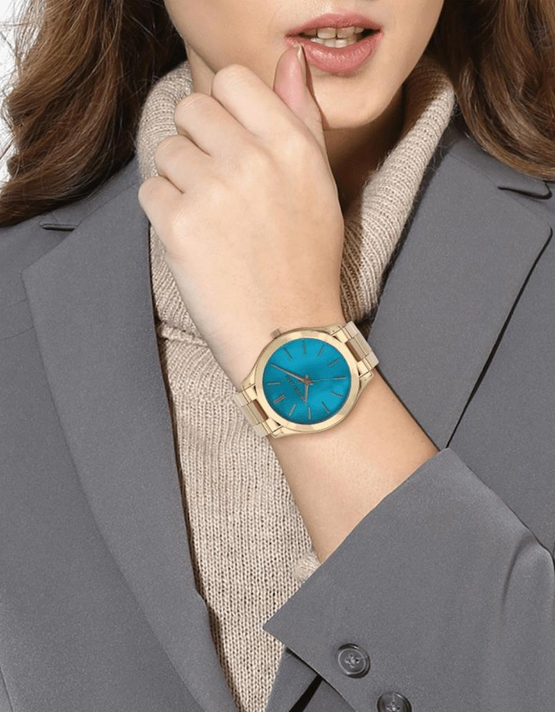MK3492 Slim Runway Blue Dial Ladies Watch