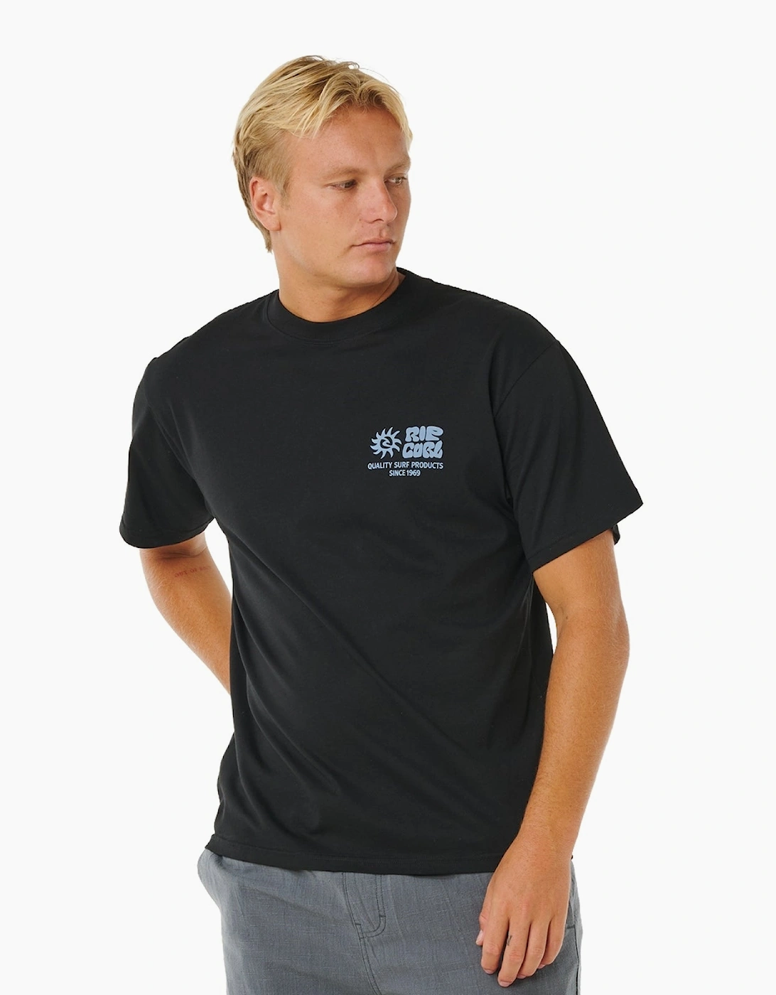 Ripcurl Men's Black Rip Curl Pacific Rinse Glass Off Short Sleeve T-Shirt - Size 40