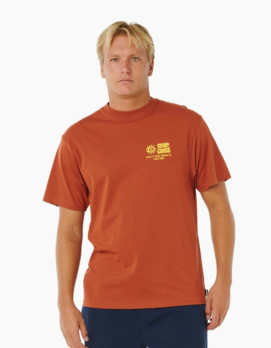 Ripcurl Men's Orange Rip Curl Pacific Rinse Glass Off Short Sleeve T-Shirt - Size: 44