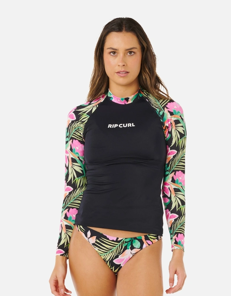 Rip Curl Womens Molokai Floral Insert Long Sleeve Rash Vest