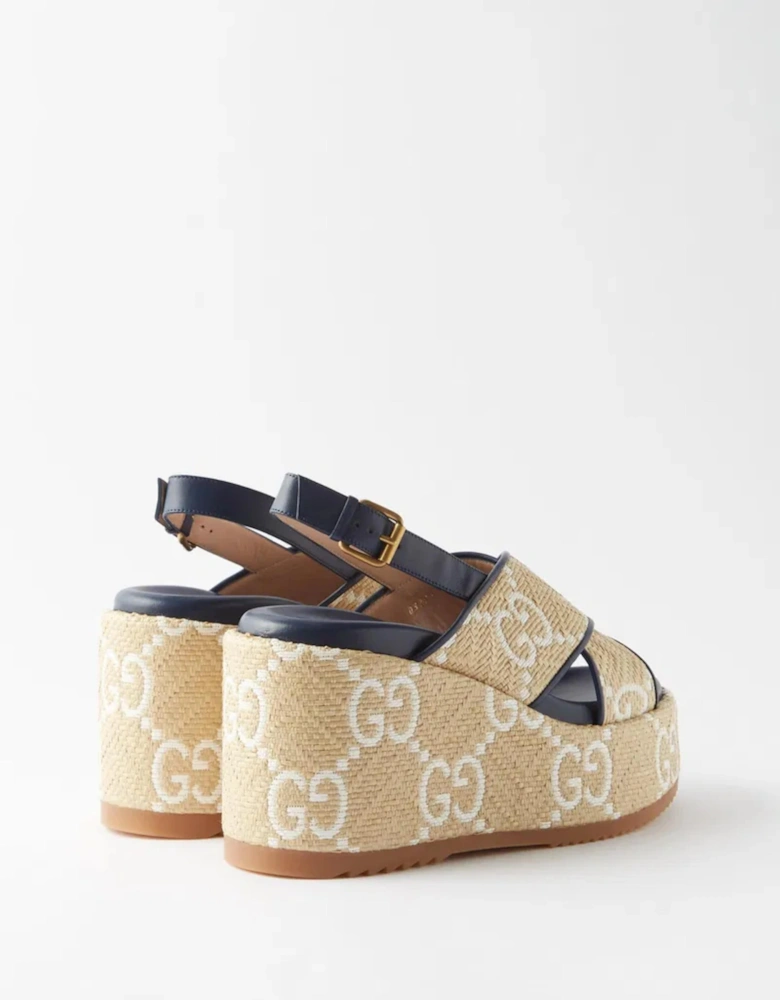 ANGELINA MONOGRAM CANVAS WEDGE SANDALS