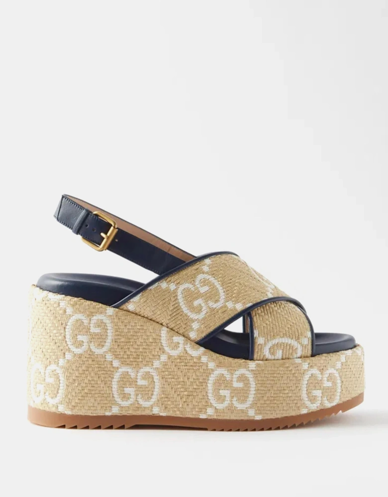 ANGELINA MONOGRAM CANVAS WEDGE SANDALS