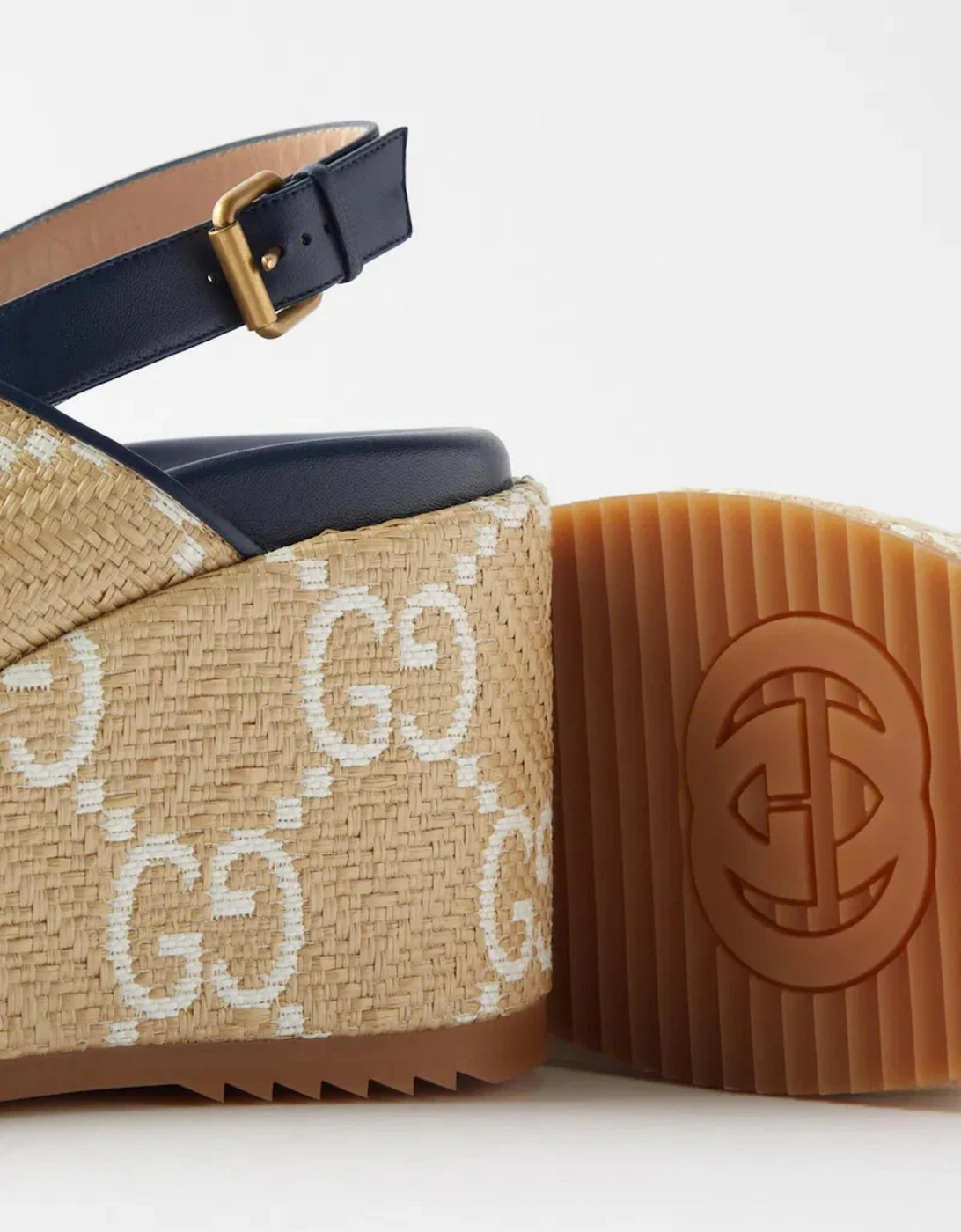 ANGELINA MONOGRAM CANVAS WEDGE SANDALS