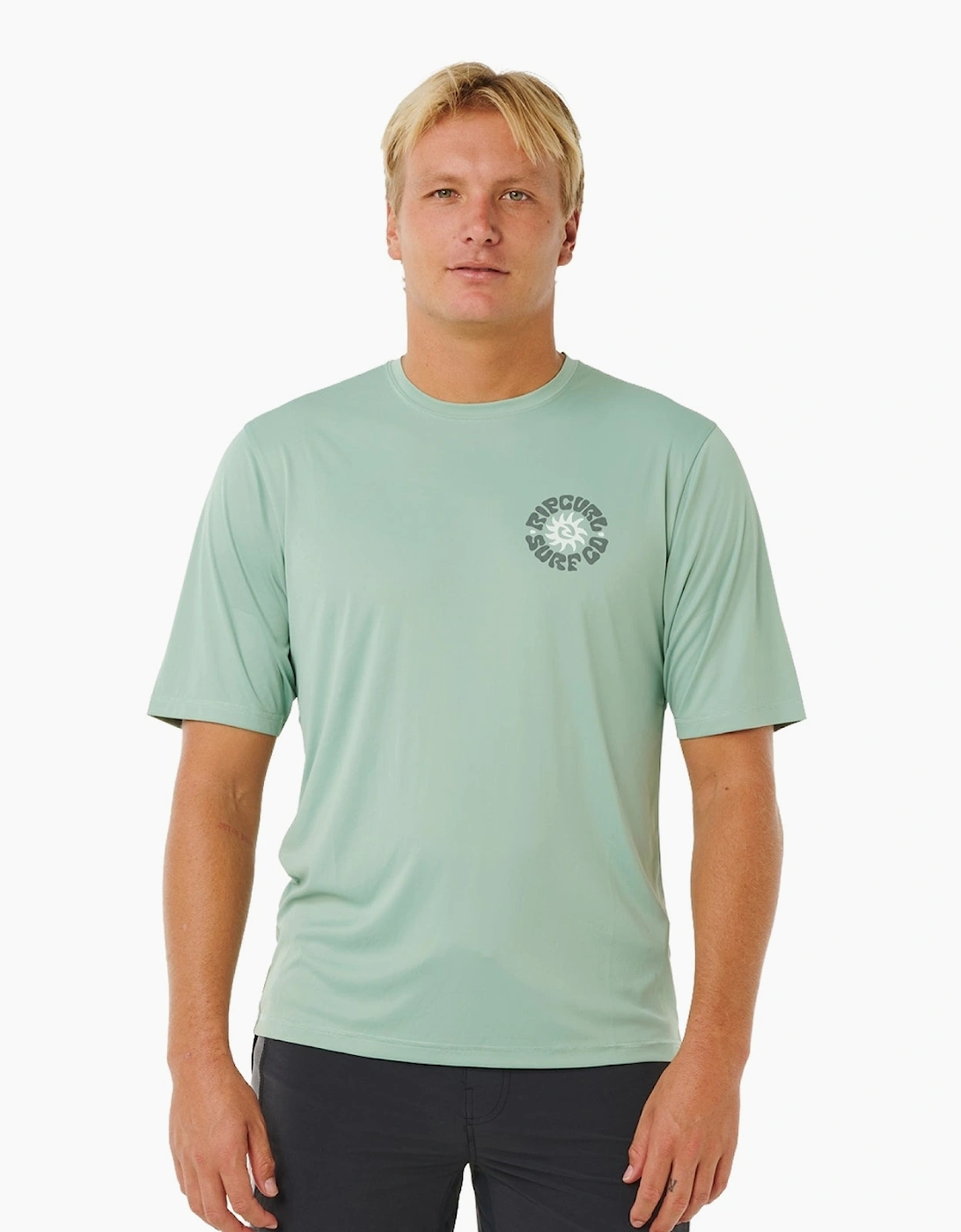 Ripcurl Men's Green Rip Curl Pacific Rinse Surflite Short Sleeve Rash Vest  40 L