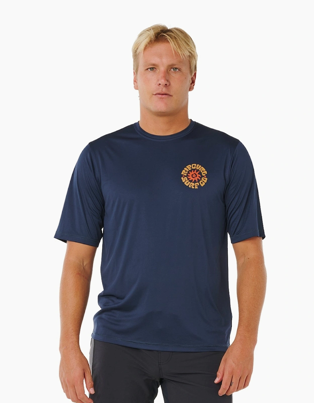 Ripcurl Men's Navy Rip Curl Pacific Rinse Surflite Short Sleeve Rash Vest  36 S