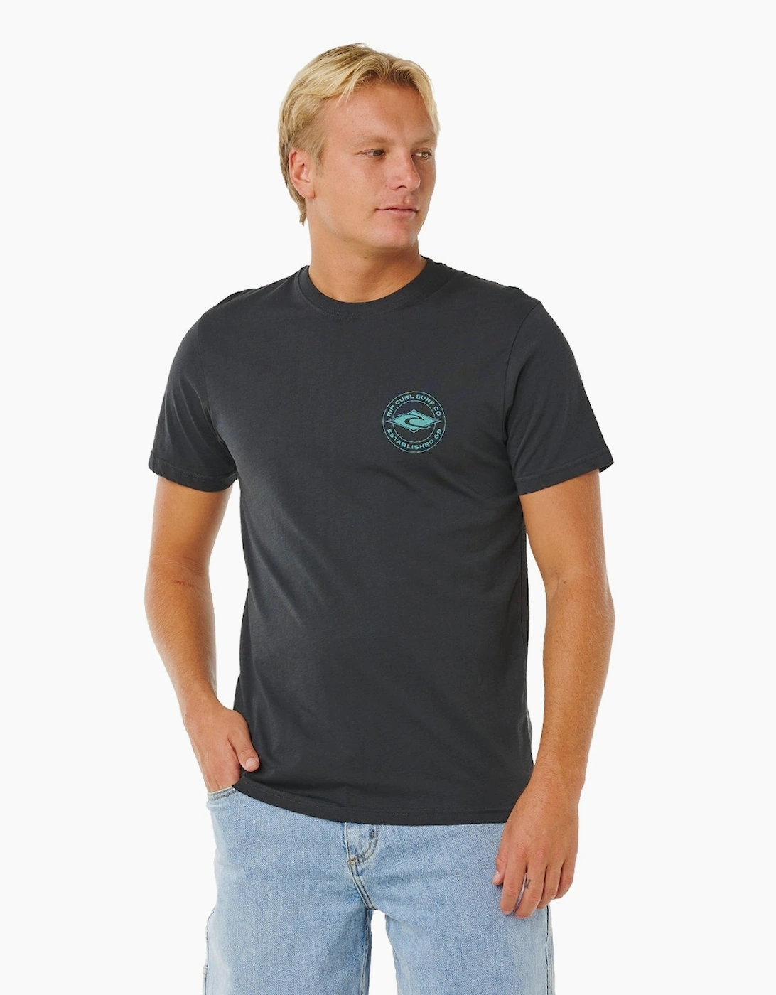 Ripcurl Men's Black Rip Curl Staple Graphic Short Sleeve T-Shirt  38 M