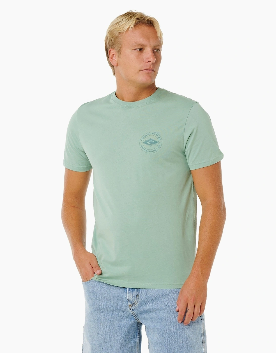 Ripcurl Men's Green Rip Curl Staple Graphic Short Sleeve T-Shirt  44 2XL