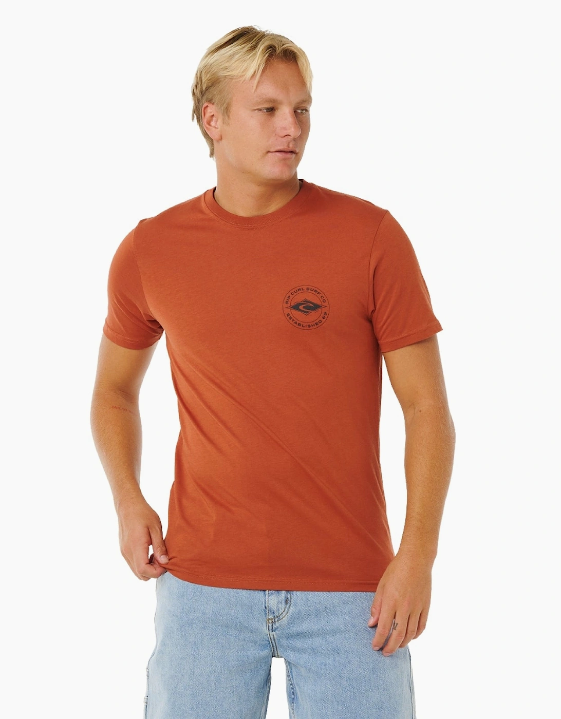Ripcurl Men's Orange Rip Curl Staple Graphic Short Sleeve T-Shirt  38 M