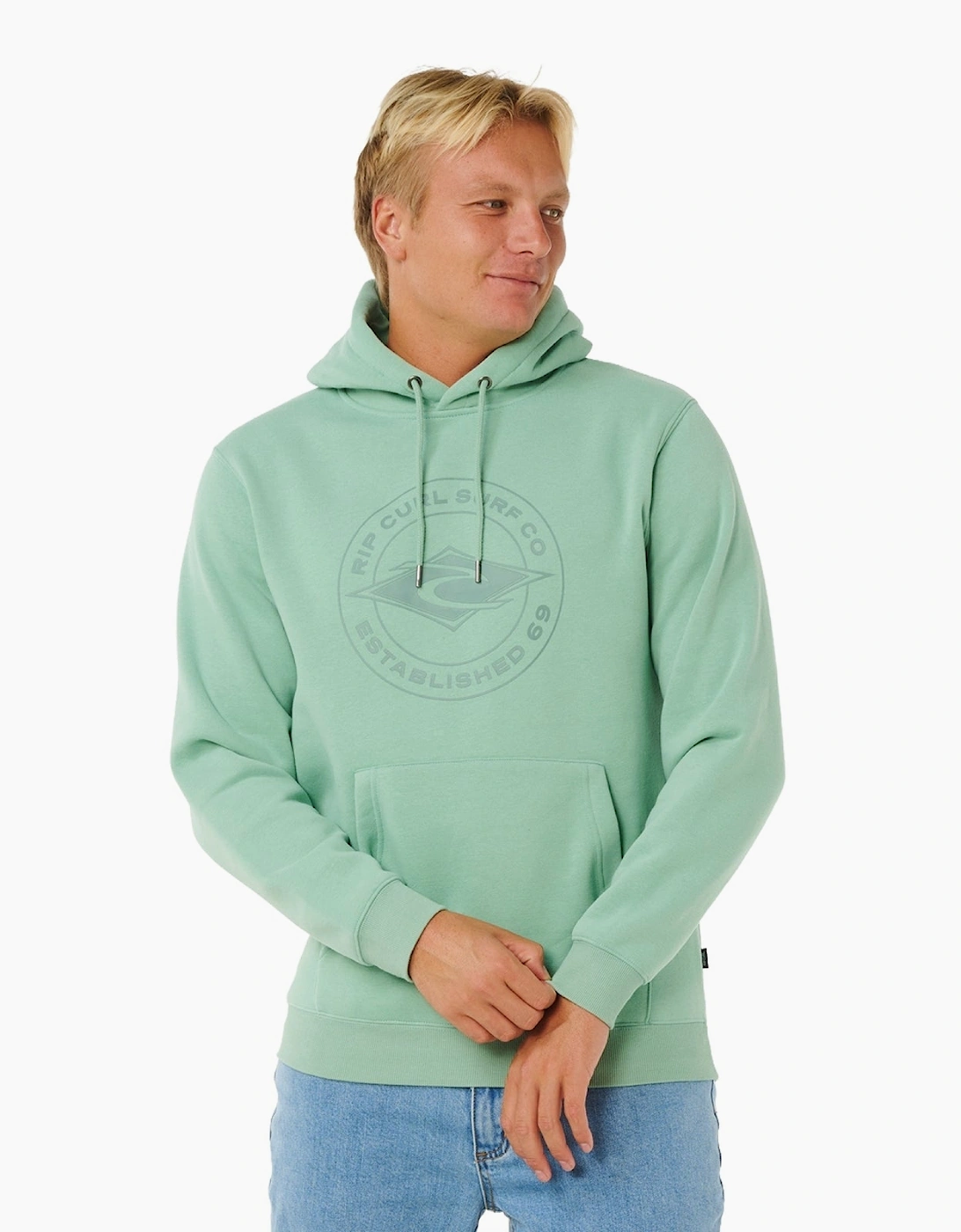 Ripcurl Men's Green Rip Curl Stapler Hoodie  L
