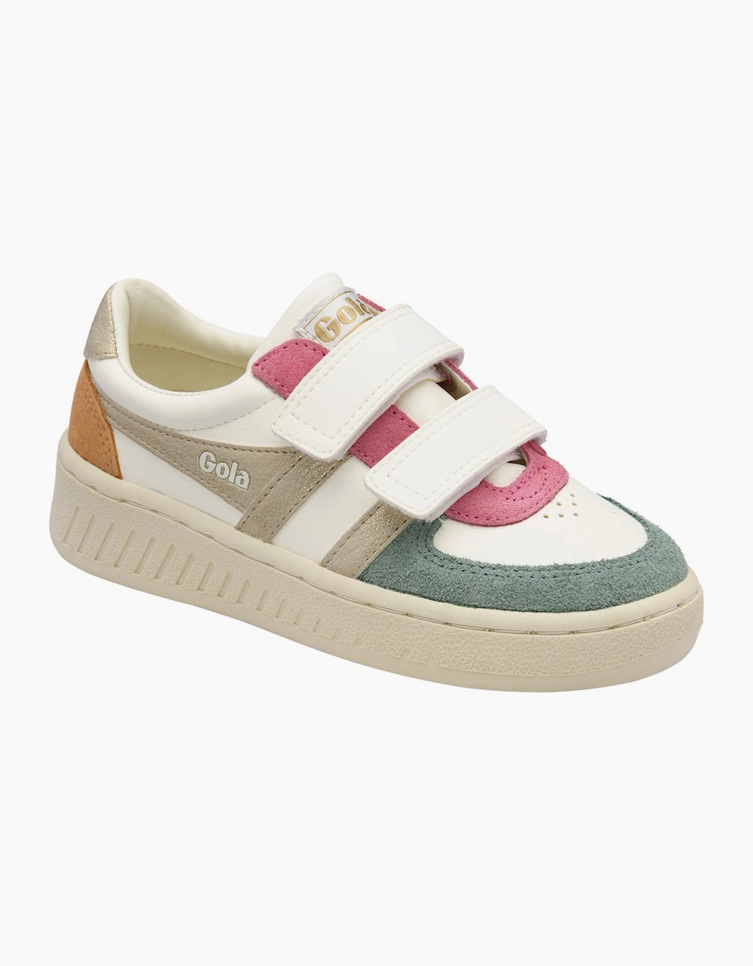 Gola Girls White  Grandslam Quadrant Strap Trainers - Size 1 Kids