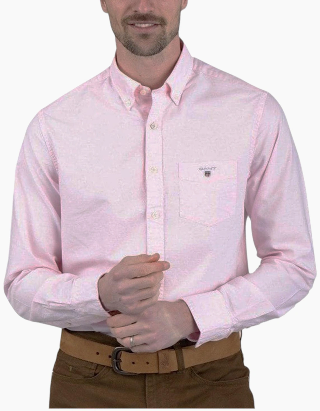 Gant Men's Pink Oxford Shirts Regular Fit  44/Regular 2XL