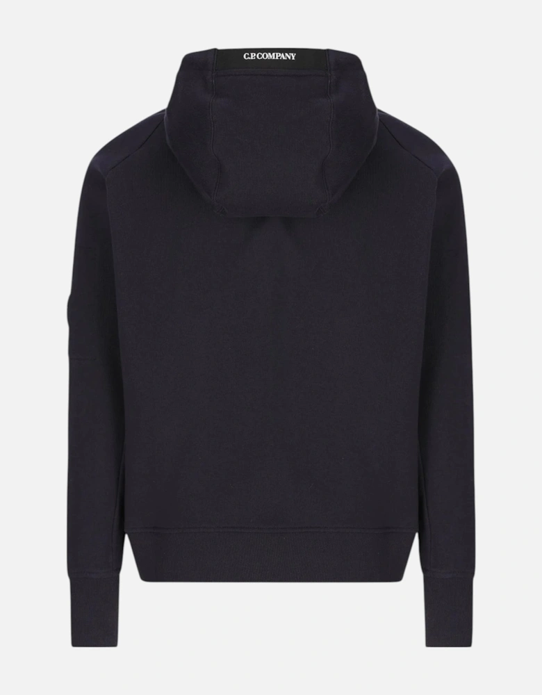 C.P. Company Diagonal Raised Fleece Zip-Up Navy Hoodie