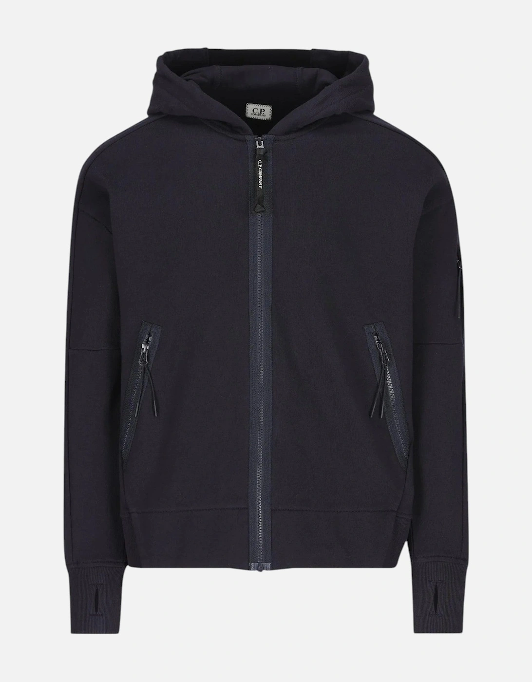 C.P. Company Diagonal Raised Fleece Zip-Up Navy Hoodie, 3 of 2