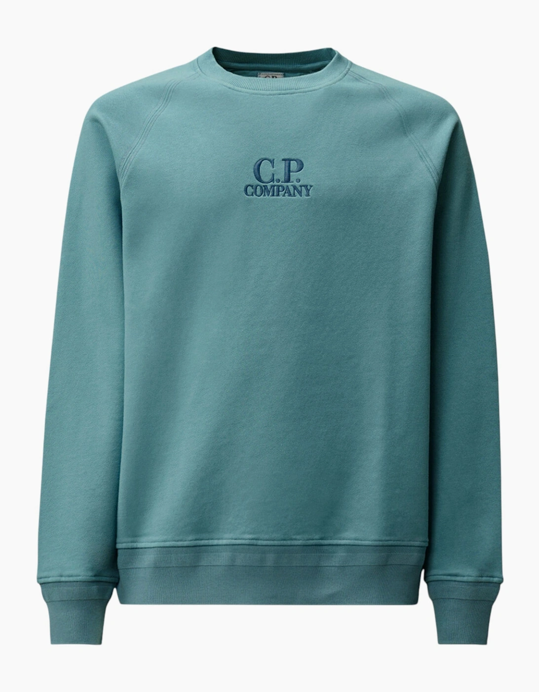 C.P. Company Diagonal Raised Fleece Crewneck Aegean Logo Sweatshirt, 2 of 1