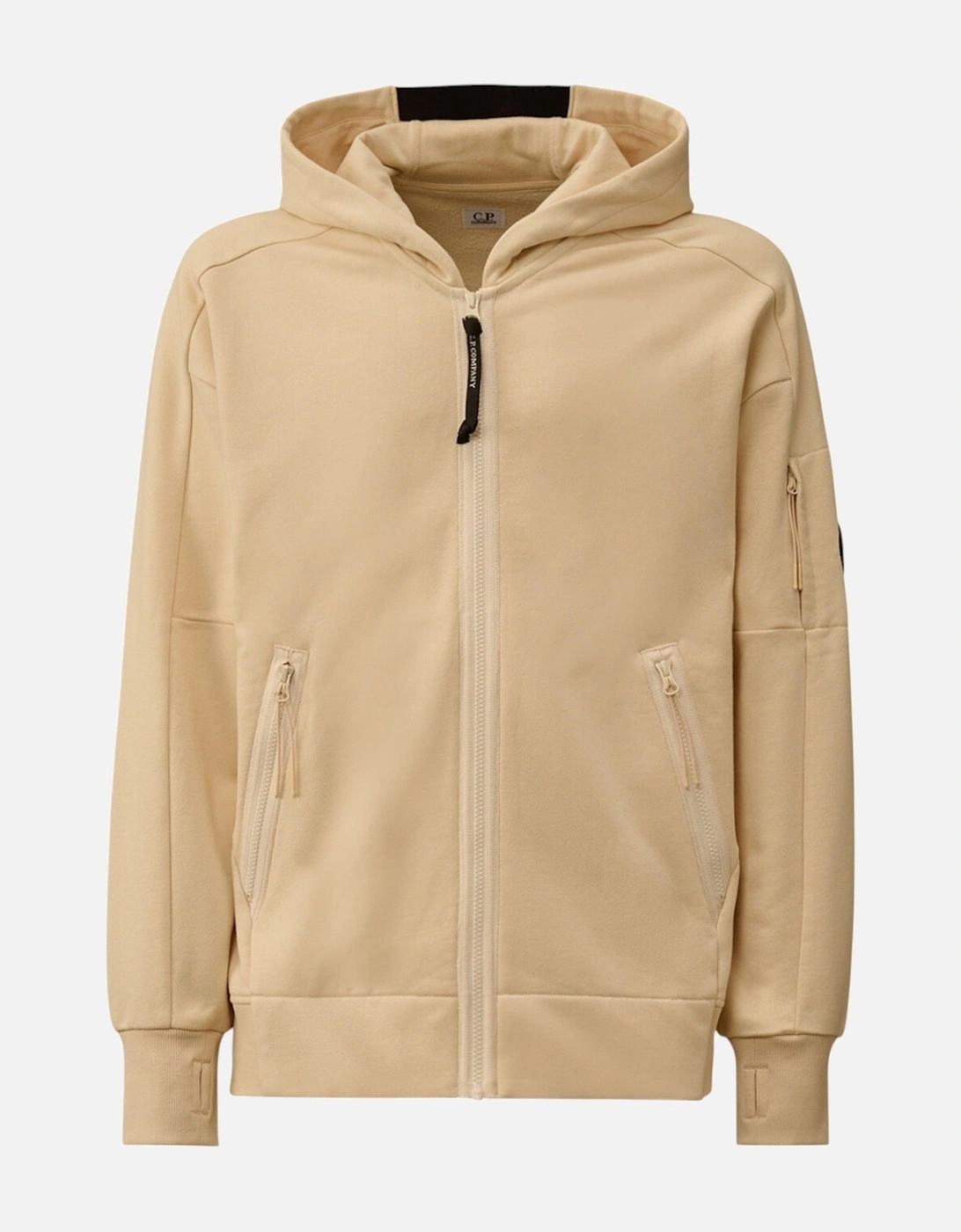 C.P. Company Diagonal Raised Fleece Zip Up Pistachio Shell Beige Lens Hoodie, 2 of 1