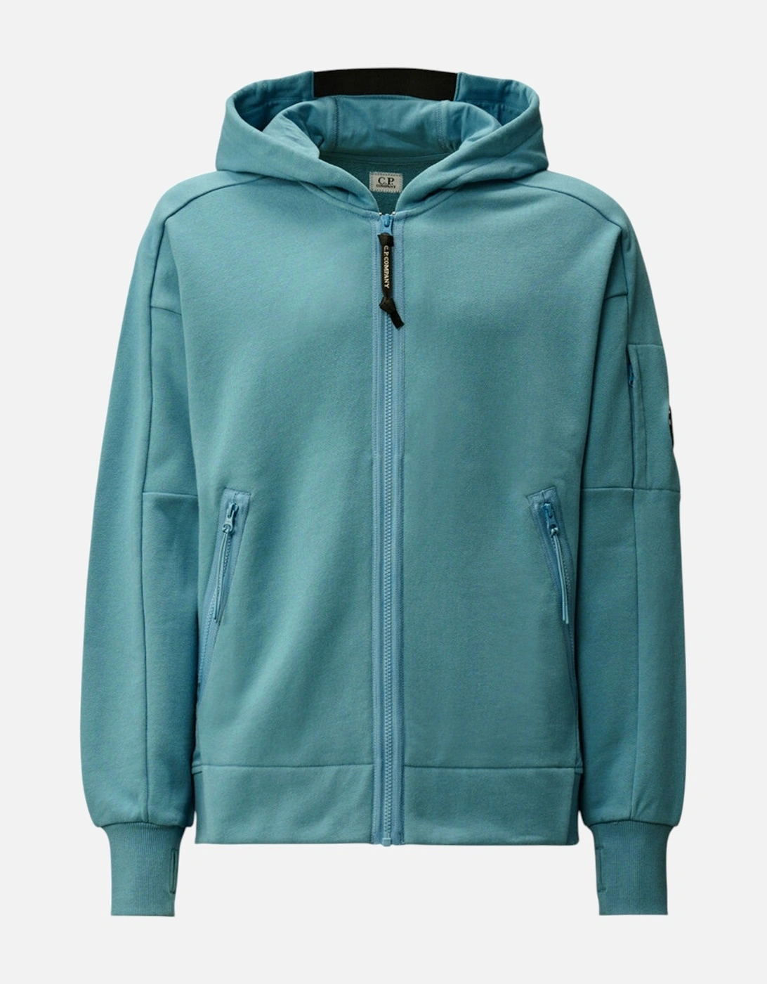 C.P. Company Diagonal Raised Fleece Zip Up Aegean Blue Lens Hoodie, 2 of 1