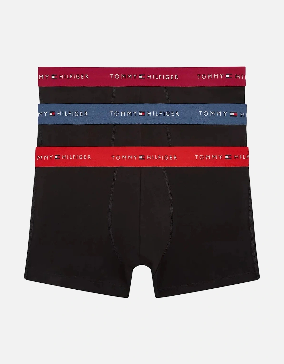 3-Pack Signature Cotton Boxer Trunks, Black w/ burgundy/red/blue, 7 of 6