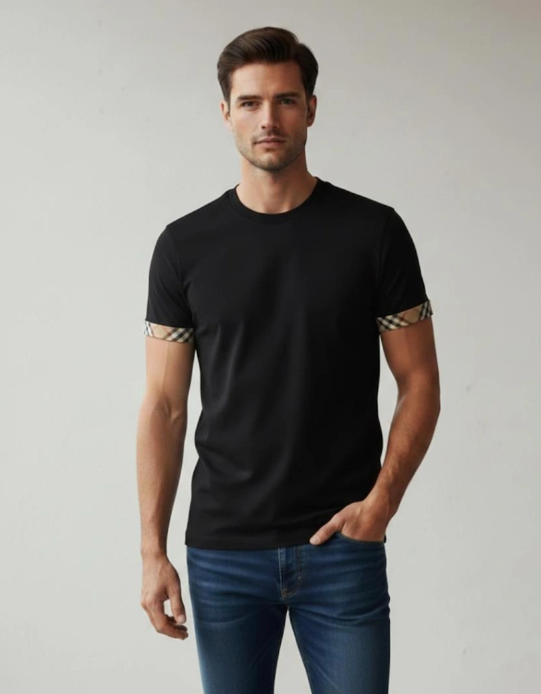Ellison Check Sleeve T Shirt Black