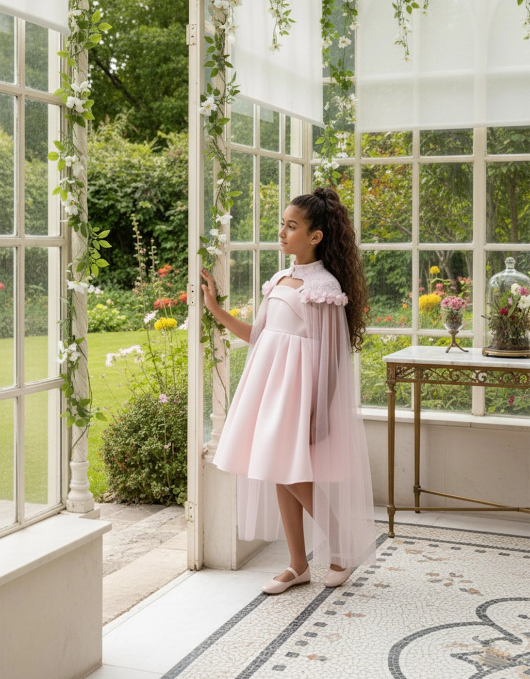 Girls Occasion and Cape Set in Pink