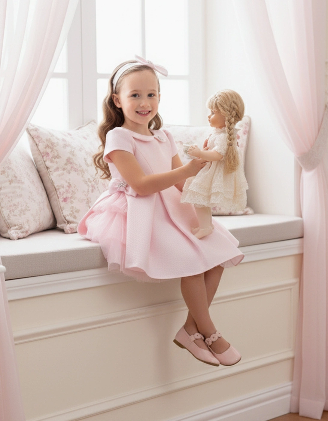 Baby Girls Occasion Dress with Headband in Pink