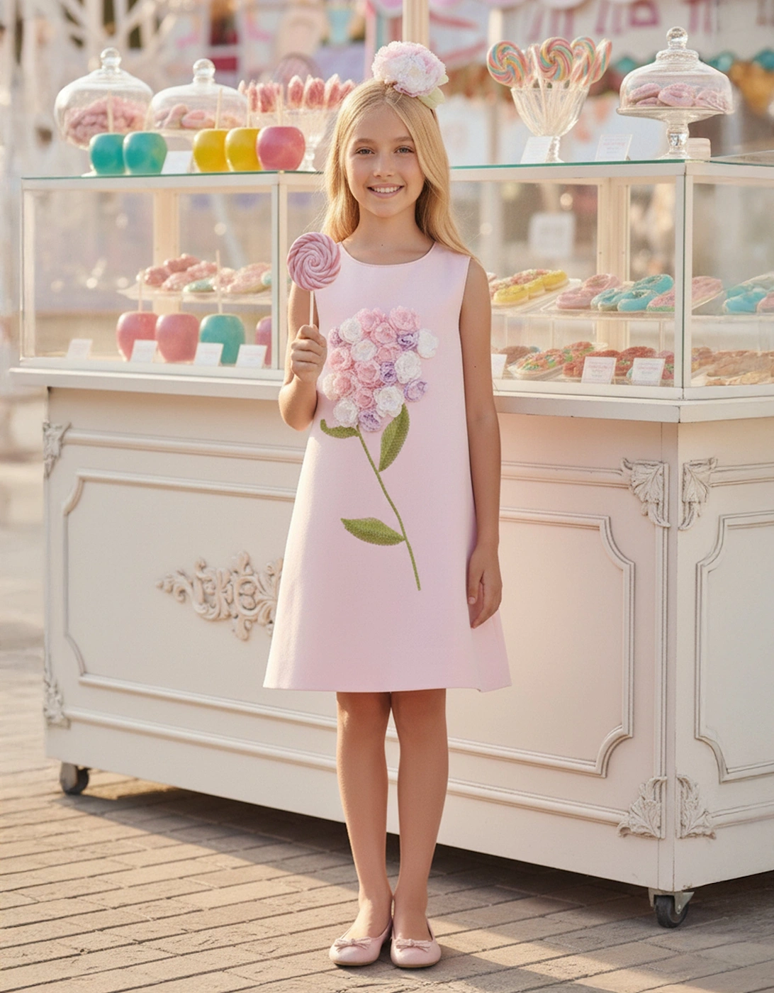 Girls Flower Occasion Dress in Pink, 8 of 7