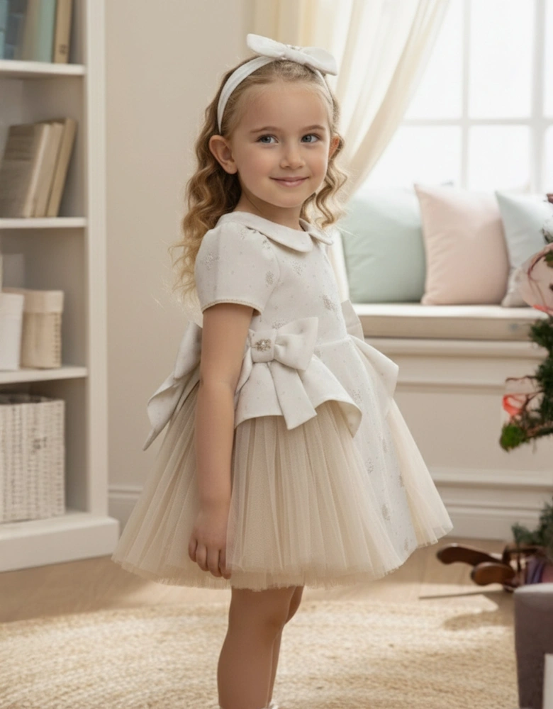 Baby Girls Occasion Dress with Headband in Ivory