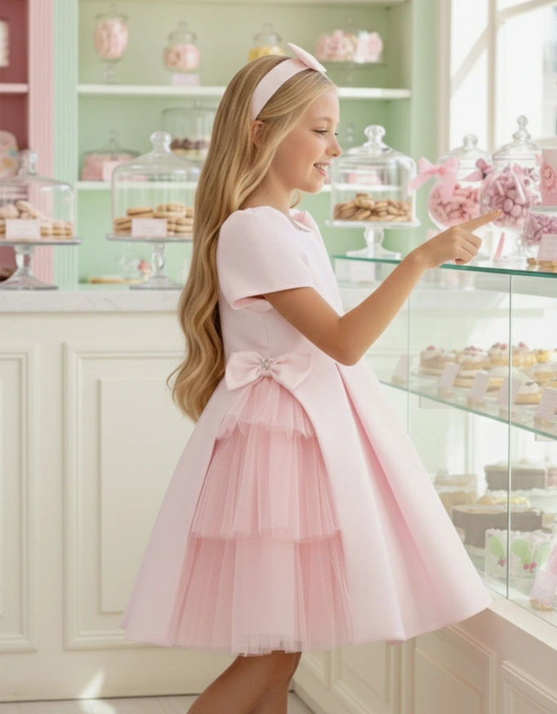 Girls Occasion Dress with Hair Accessory in Pink