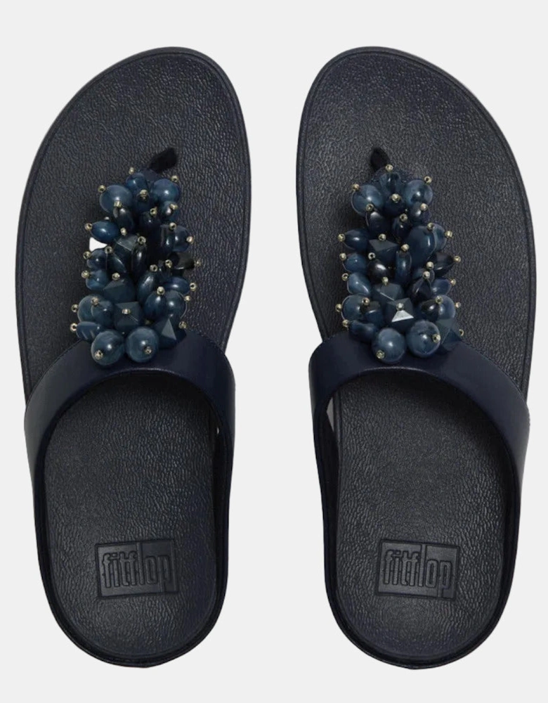 Womens Fino Bead-Cluster Toe-Post Sandals - Midnight Navy 399