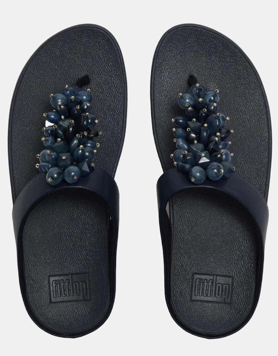 Womens Fino Bead-Cluster Toe-Post Sandals - Midnight Navy 399