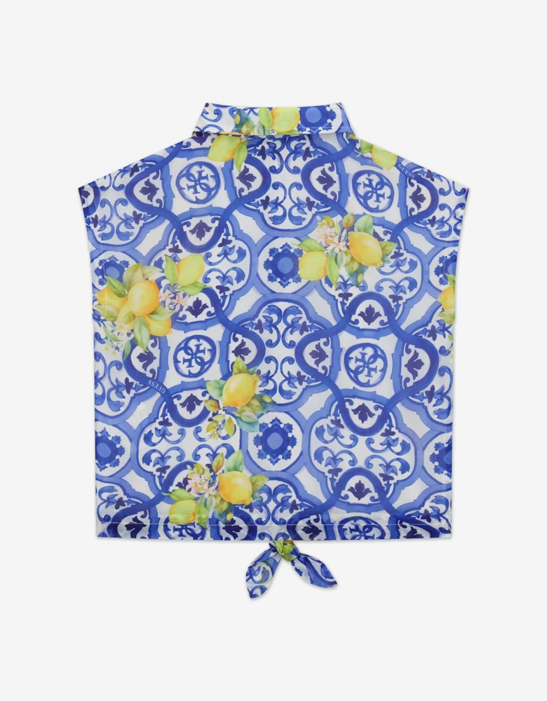 Girls Amalfi Coast Chiffon Blouse in Blue